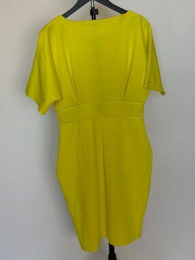 Neon Yellow Sheath Dress with Waist Sash